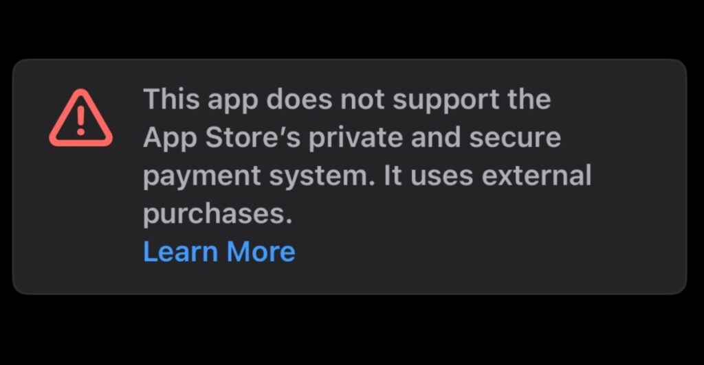 Apple is placing warnings on EU apps that don’t use App Store payments