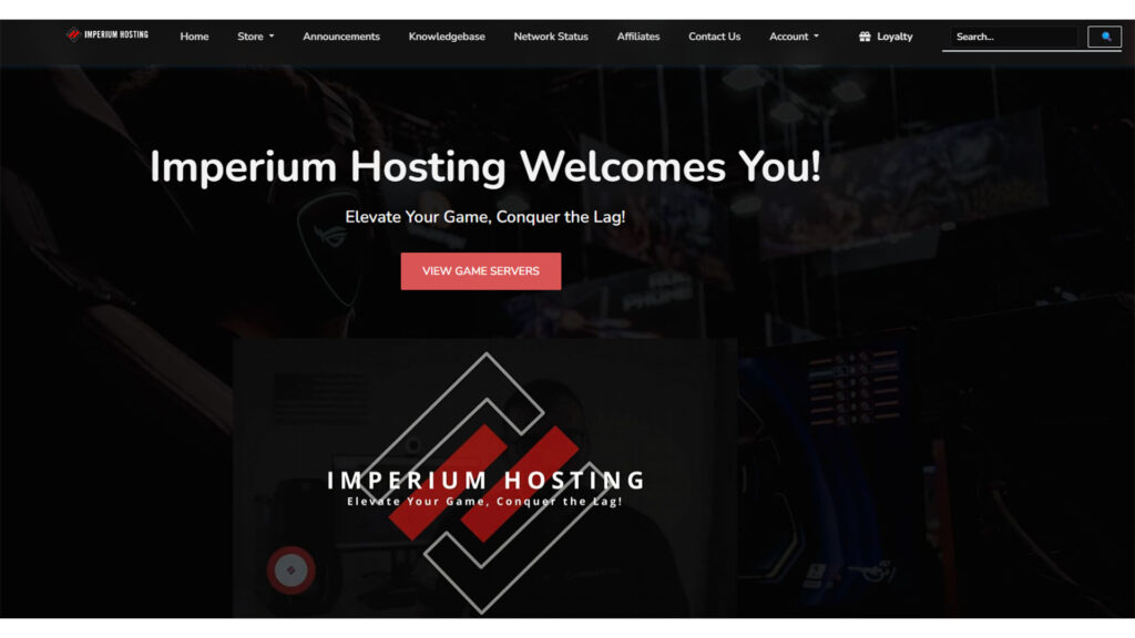 The Imperium Hosting website.