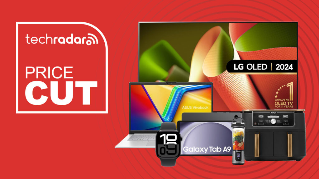 I’ve searched through this weekend’s Amazon UK sale and picked the 17 best deals worth adding to your basket Collage of an LG OLED TV, Asus laptop, Galaxy Tab, Ninja air fryer, Ninja blender and Apple Watch on a red background