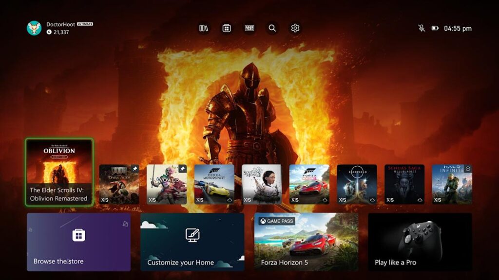 Xbox will let you pin up to three favorite games to your homescreen