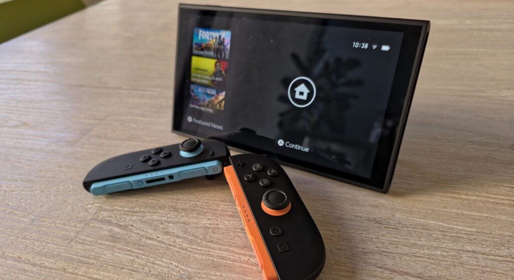 A Nintendo Switch 2 console with the controllers removed