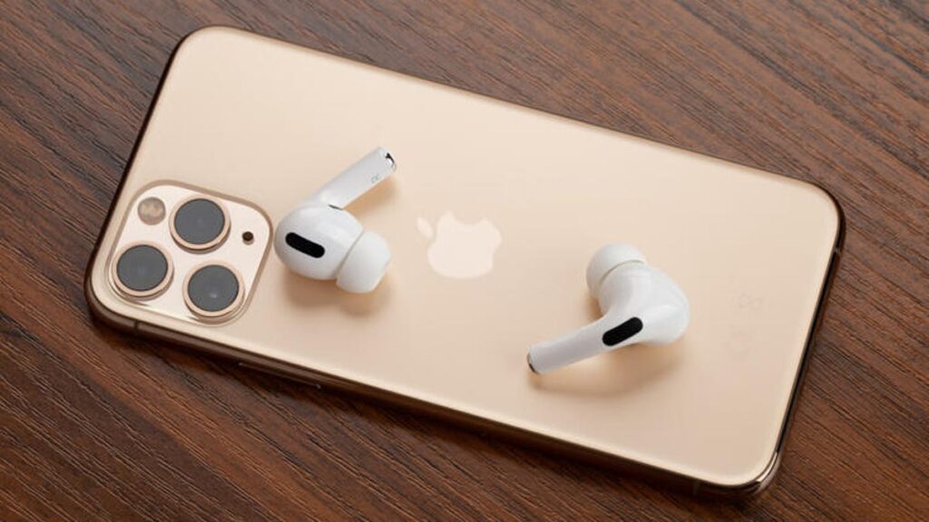 AirPods on an iphone