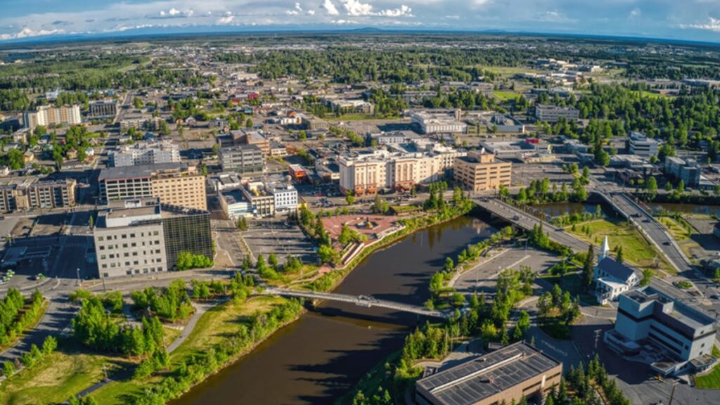 Overhead shot of Fairbanks, Alaska.