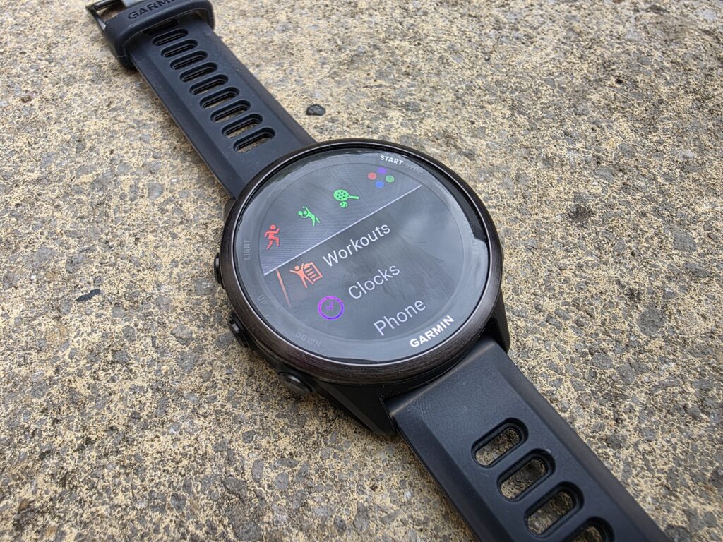 Garmin Forerunner 570 options screen