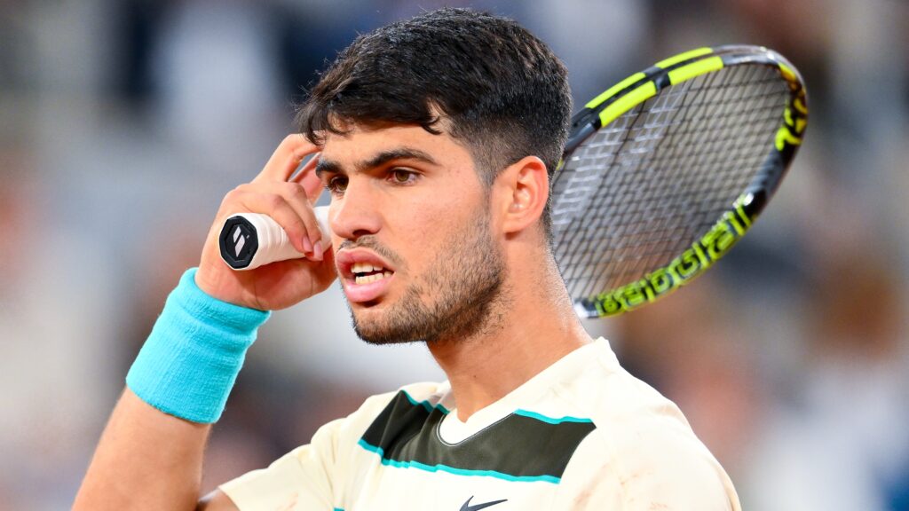 How to watch Jannik Sinner vs Carlos Alcaraz: Live stream for free PARIS, FRANCE - JUNE 06: Carlos Alcaraz of Spain looks on during the Men's Singles Semi Final match on Day Thirteen of the 2025 French Open at Roland Garros on June 06, 2025 in Paris, France. (Photo by Franco Arland/Getty Images)