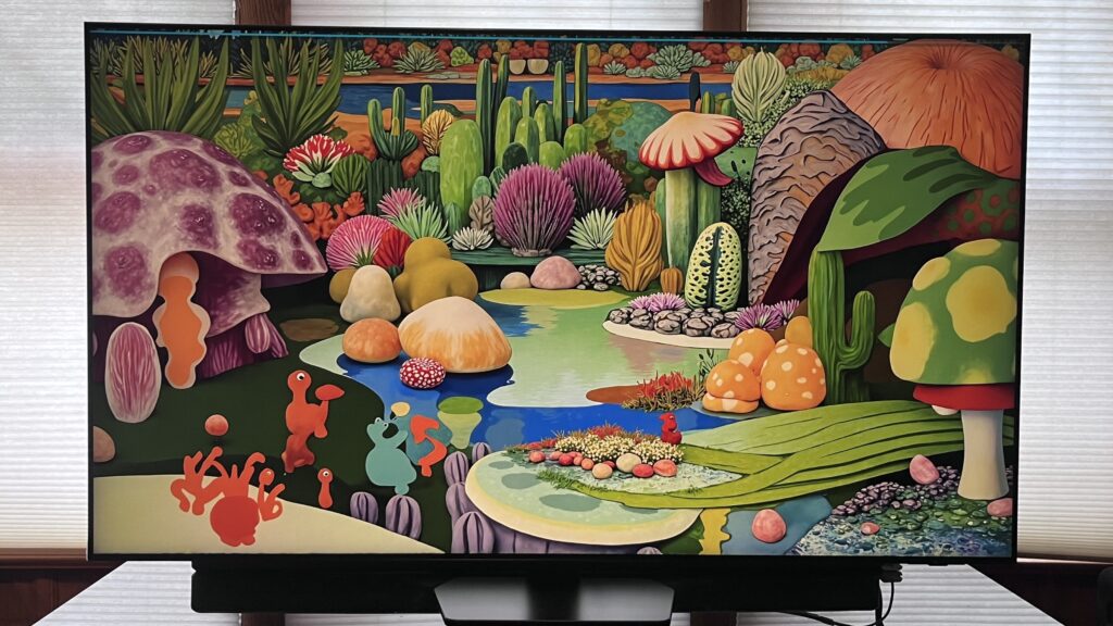 Samsung QN90F showing colorful artwork