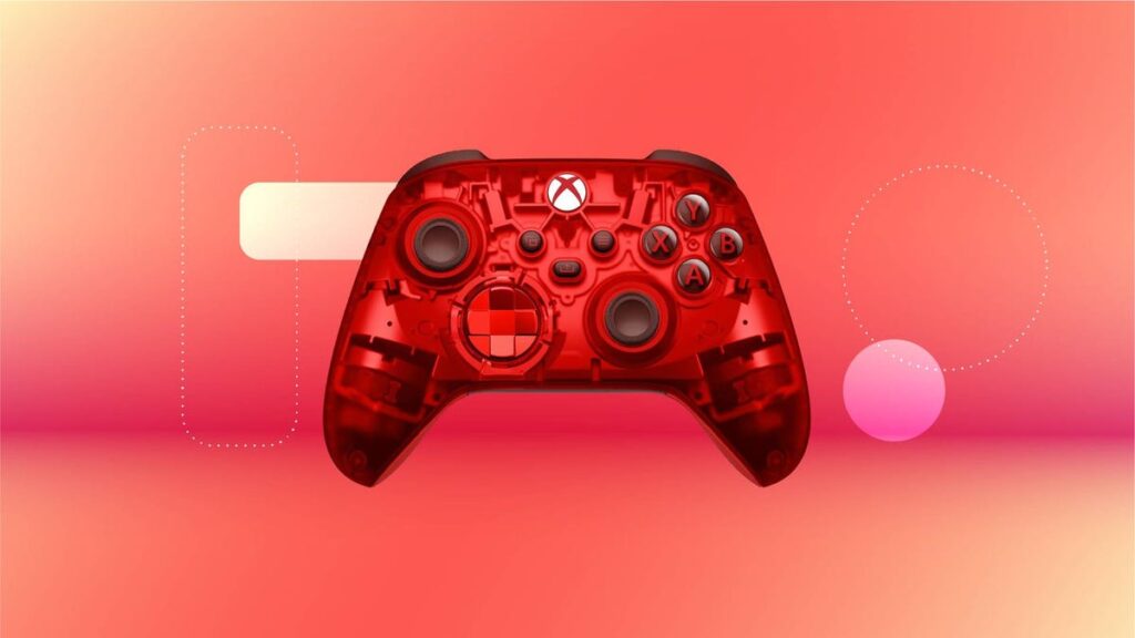 A transparent red Xbox controller against a red gradient CNET background.