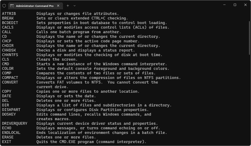 Full List for Windows Versions