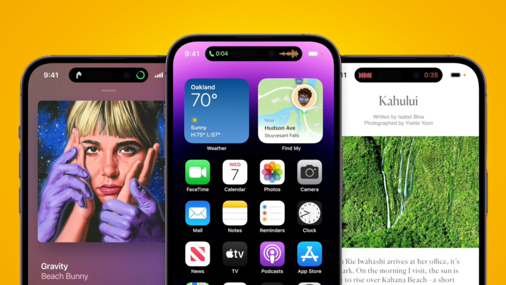 The Dynamic Island on a yellow background