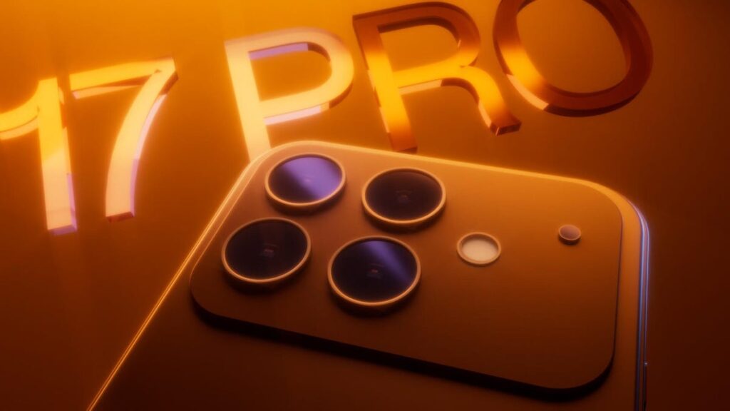 iPhone 15 Pro Max with number 17 on an orange gradient background