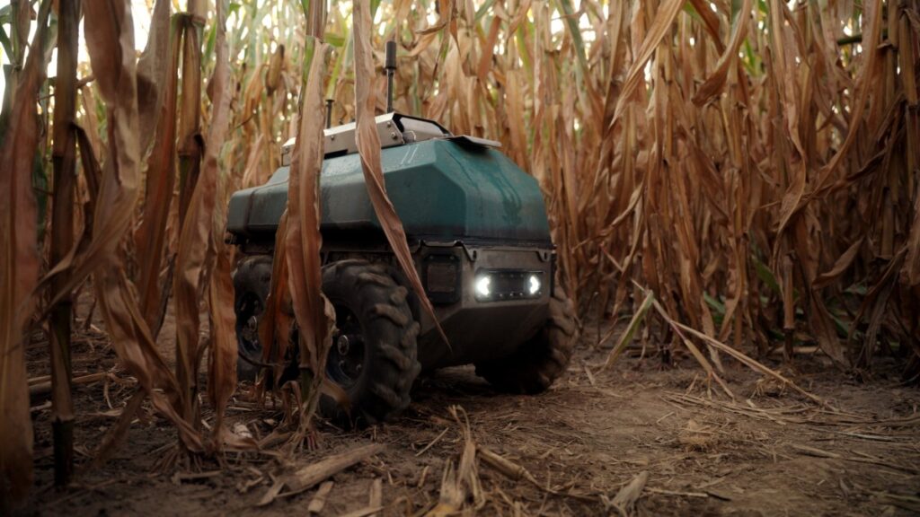 Upside Robotics unit in corn field