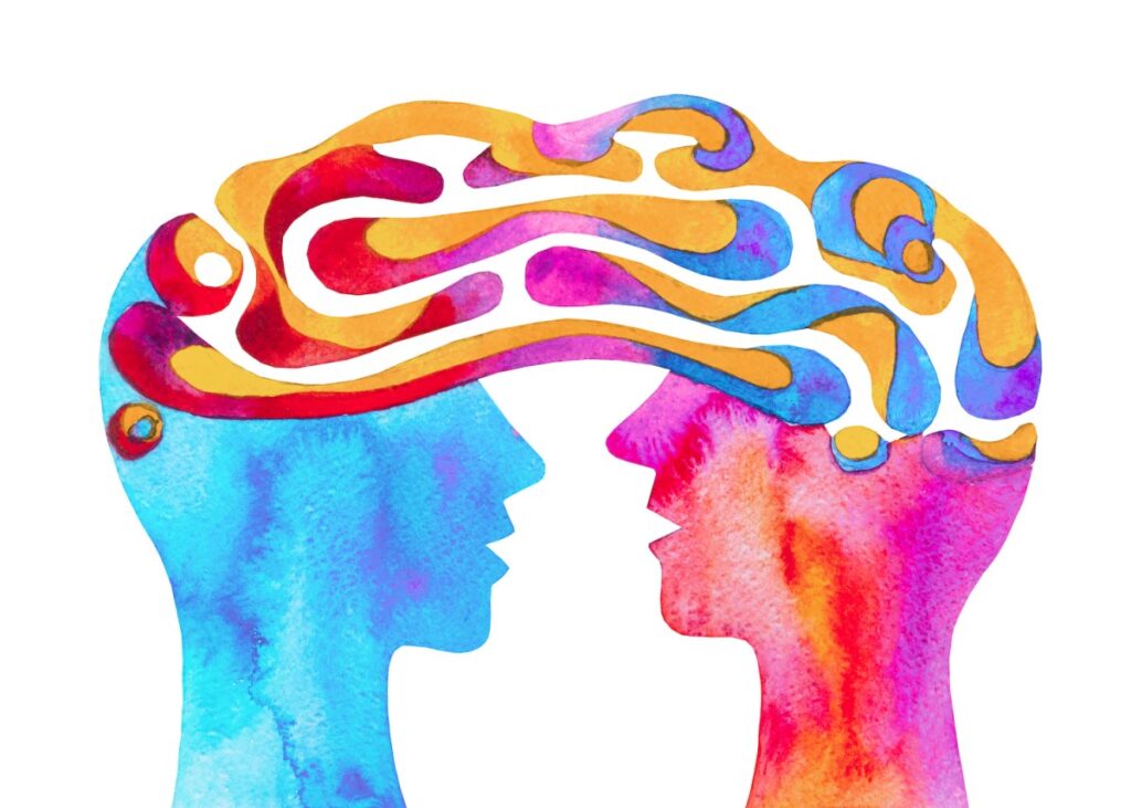 Tech CEOs are apparently suffering from AI psychosis Graphic watercolor drawing of a mind meld