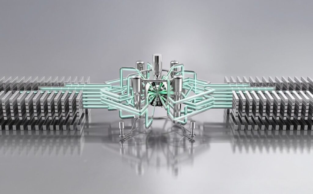 Focused Energy raises whopping $240M Series A for laser-powered fusion tech Illustrated lasers shoot into a fusion reaction chamber.