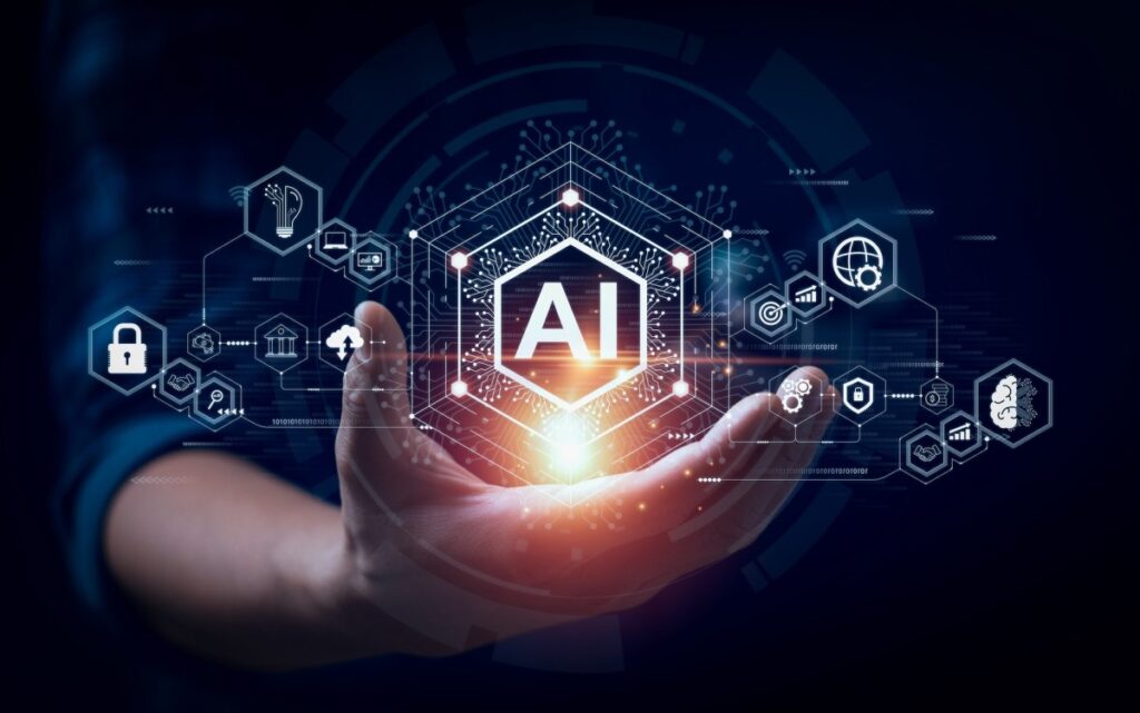 Indian tech tycoon bets $30M of his own money to build AI alternative to Microsoft Office Businessman touching the brain working of Artificial Intelligence (AI) Automation, Predictive analytics, Customer service AI-powered chatbot, analyze customer data, business and technology
