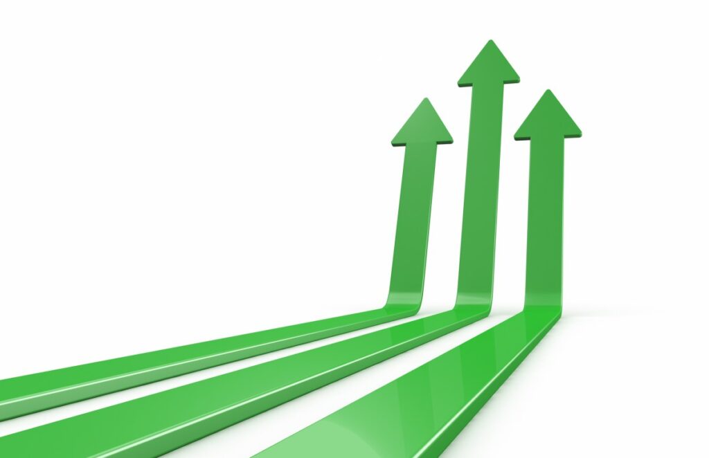 These AI startups are growing revenue at faster and faster rates Green arrows going up together white