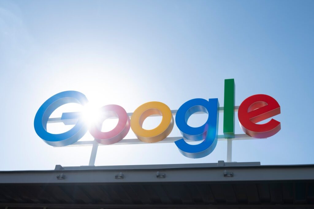 Google signs its biggest rice-methane carbon credit deal with Indian startup Mitti Labs Signage at the Google Midlothian Data Center in Midlothian, Texas, US, on Friday, Nov. 14, 2025.